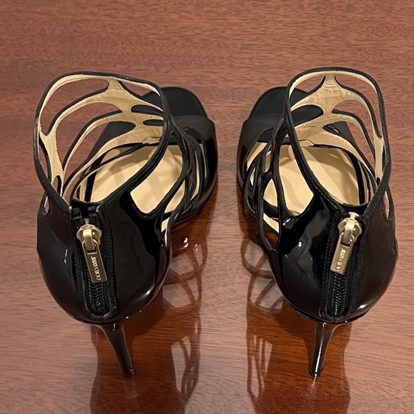 EUC Jimmy Choo Ren 100 Cut Out Black Leather Heels - Picture 9 of 13